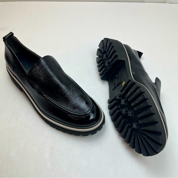 Paul Green Naomi‎ Platform Loafer Black Crinkled Patent US Size 9.5 Preppy NEW